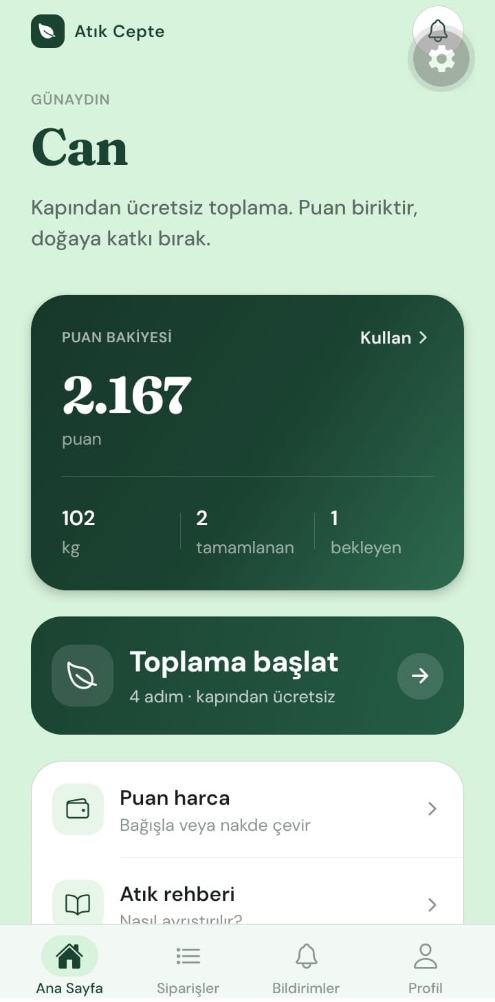Atık Cepte resident app home screen
